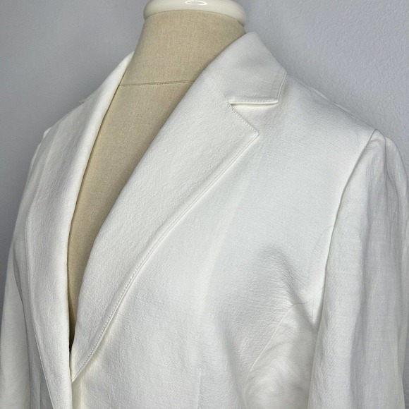 The Author White Linen Blend Le Single Relaxed Fit Blazer Jacket Sz S NWT - Picture 7 of 16